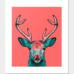 Deer Skull Interactive Red&Blue Filter T-Shirt Posters and Art